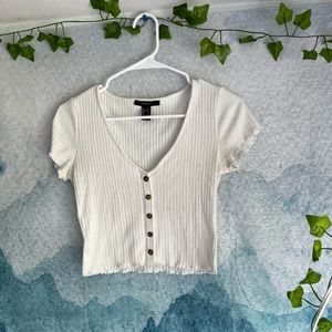 Forever 21 white knit crop top with buttons • size S